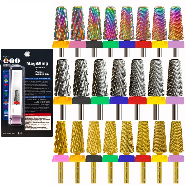 Cross Cut 5 in 1 Carbide Nail Drill Bits Left Right Hand Double Rotating Milling Cutter Manicure Polishing Tool 3/32″