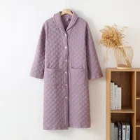 Automne hiver femmes chaud coton avec remplissage Robe dames peignoir femme à manches longues Robe de chambre Robes Simple maison vêtements 3