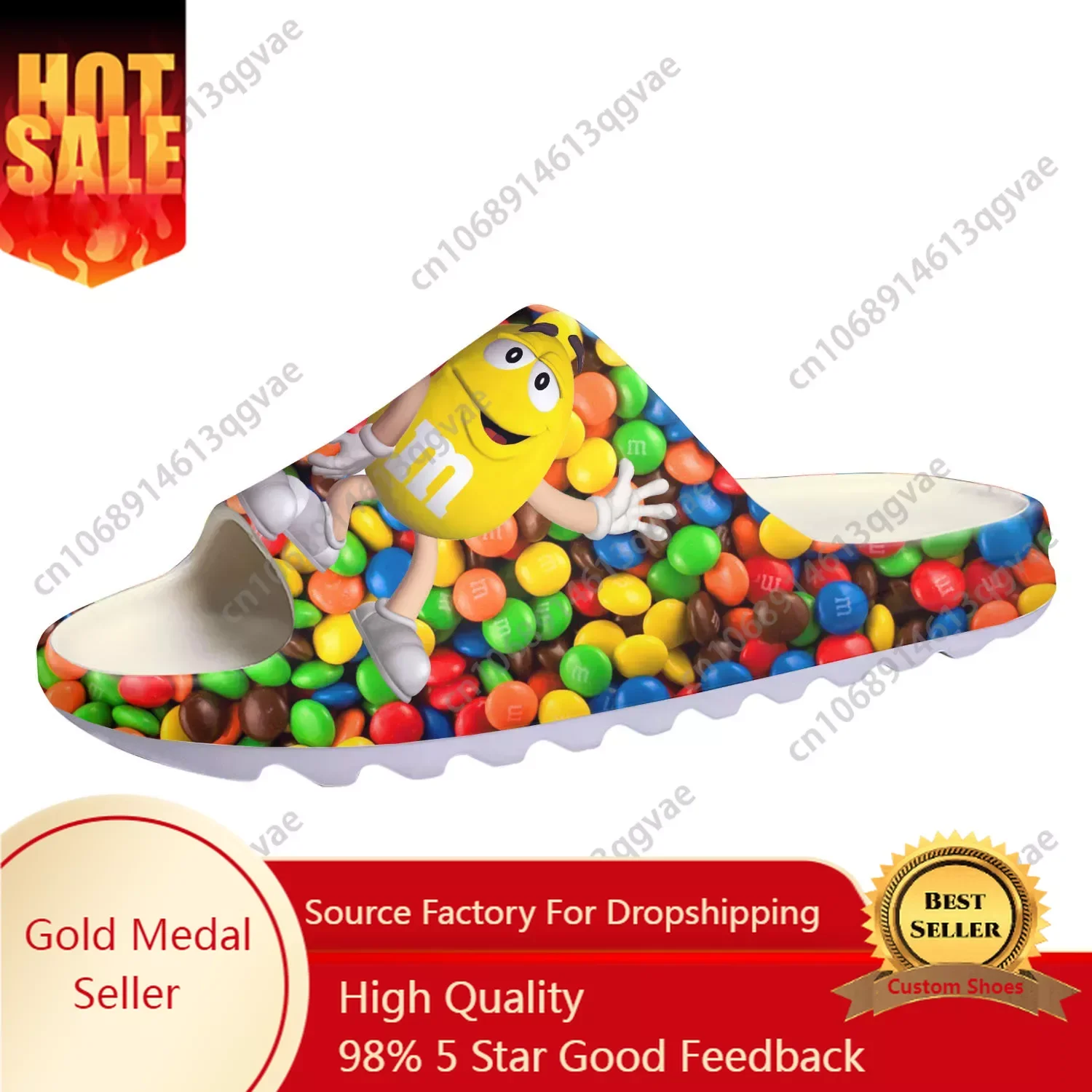 M Chocolate Cartoon Soft Sole Sllipers Home Clogs Step on Water Shoes Mens Womens Teenager Bathroom Customize on Shit Sandals
