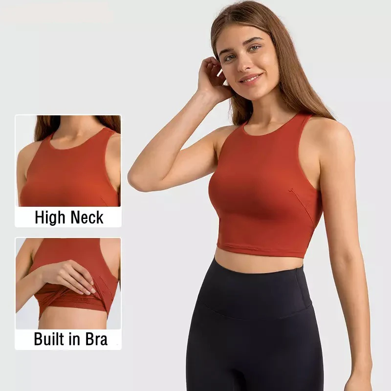 

Women's sports and fitness vest is comfortable and elastic, with a built-in chest pad suitable for running, yoga, and fitness