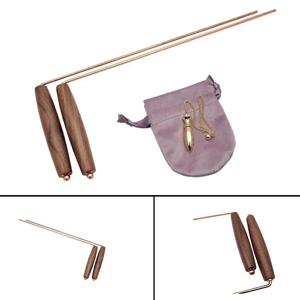 Pure Copper Detector Rod Metal Detecting Sticks Dowsticks Finding For Treasure Hunting Divination Water Rods Tools 11.4x4.7 Inch 4