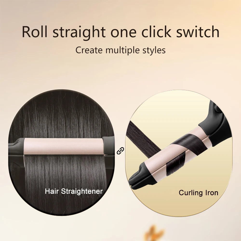 Wireless Mini Curling Iron Cordless Hair Straightener 4000mAh Rechargeable Fast Heating Portable Hair Curler for Short