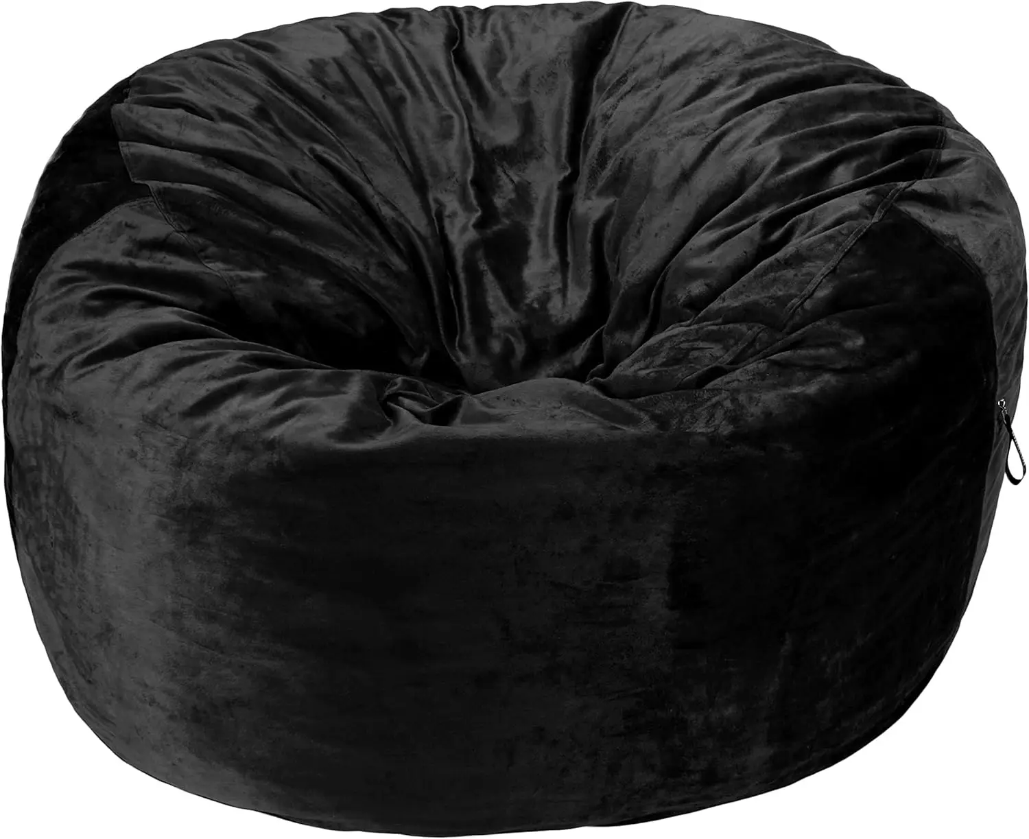 Basics Memory Foam Filled Bean Bag Chair with Microfiber Cover, 5 ft, Black, Solid