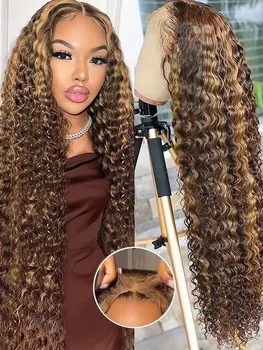 40 Inch 4/27 Ombre Deep Wave Curly Highlight Wig Human Hair Brazilian 7x5 13x4 Glueless Wigs Ready To Wear For Women 250 Density 1