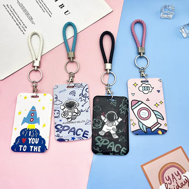 

1 Pcs Cute Astronaut Cartoon Card Holder ID Card Bank Card Campus Student Access Control Card ABS Plastic Card Cover