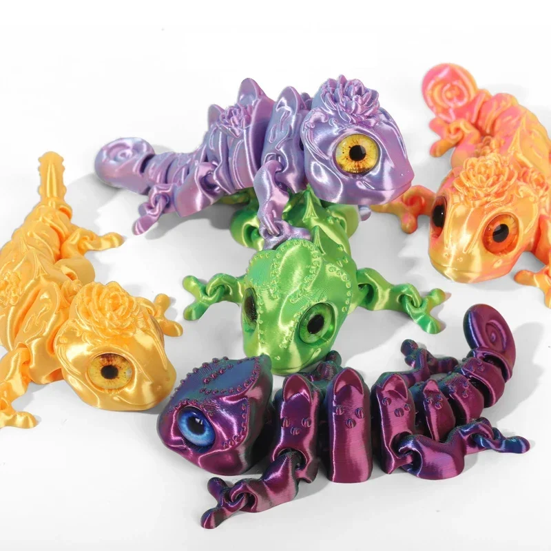 New 3D Printing Chameleon Figures Multi-joint Movable Simulation Eyes for Home Accessories Kids Gift Room Decoration 3d Принтер