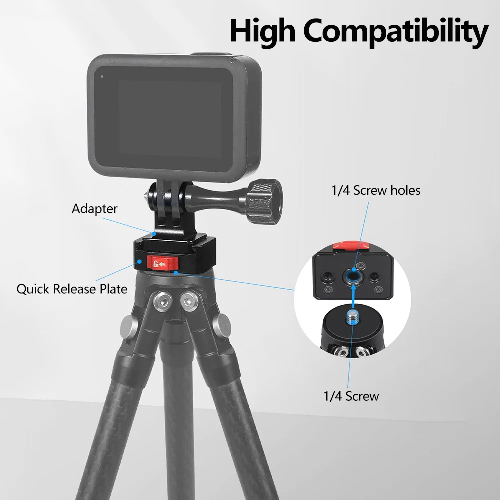 Adaptateur Trépied Rapide Pour GoPro/Insta360 - Base En Aluminium, Fixation Facile Pour Caméra Action