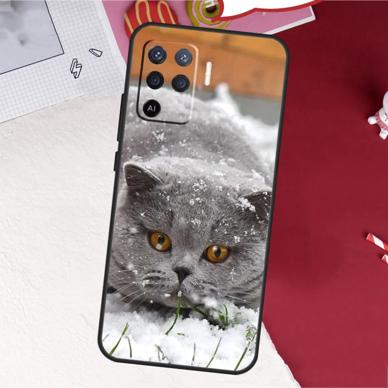 Funda Triche Color Gris Con Diseño De Gato Con Sujetador Para Oppo