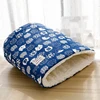 Warm Velvet Fabric Bed for Cats Dogs Winter Autumn Comfortable Soft Fleece Bucket Type Blue Sleeping Bag for kittens Pet house 6