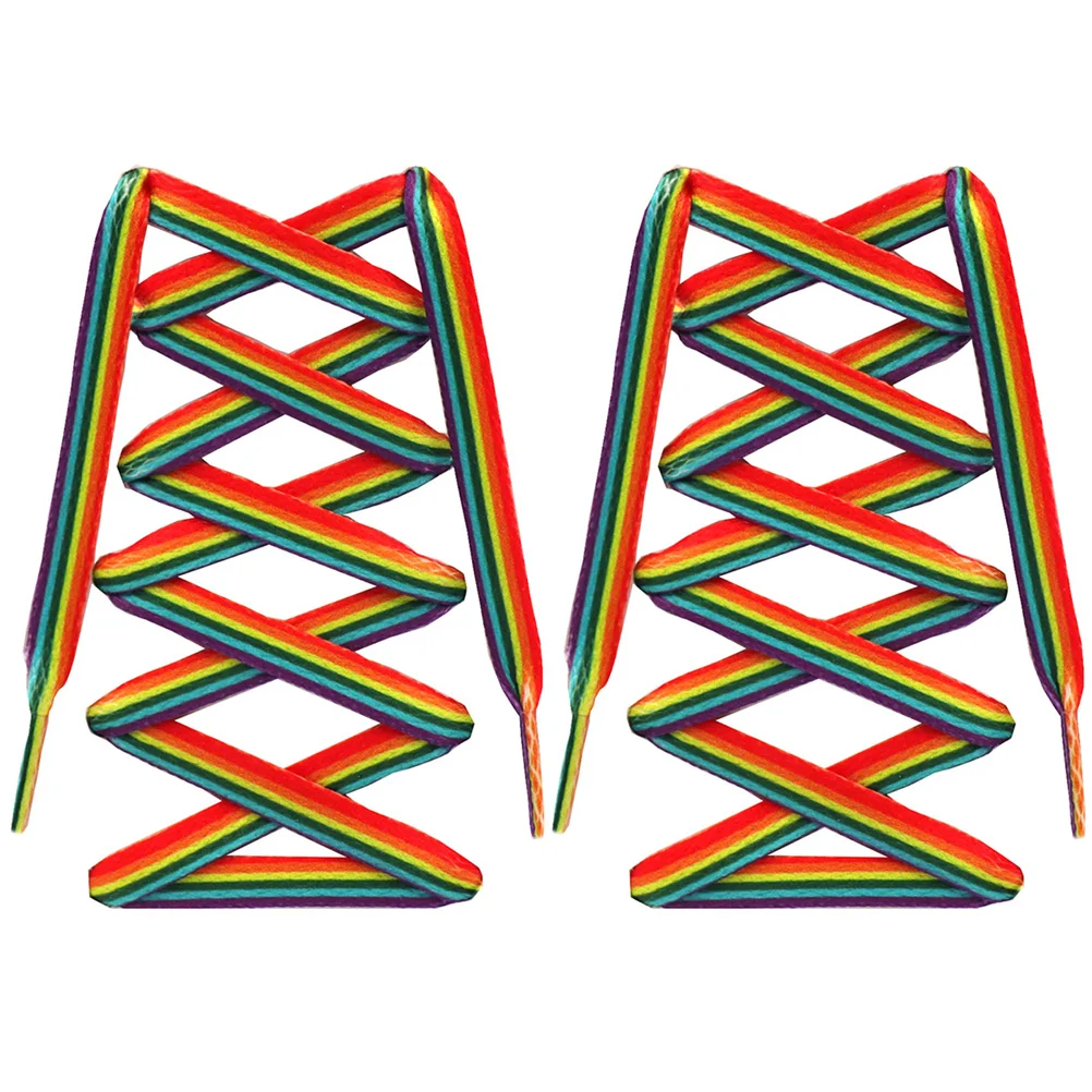 

Rainbow Gradient Laces Vertical Stripes Shoestring Decorative Ties Stylish Shoelaces Fashionable Accessories Canvas