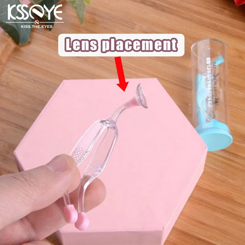Kisseye 1 Set Portable Contact Lens Remover Color Tweezers Suction Stick Clip Eyes Care Lens Wear Tools Kit ping