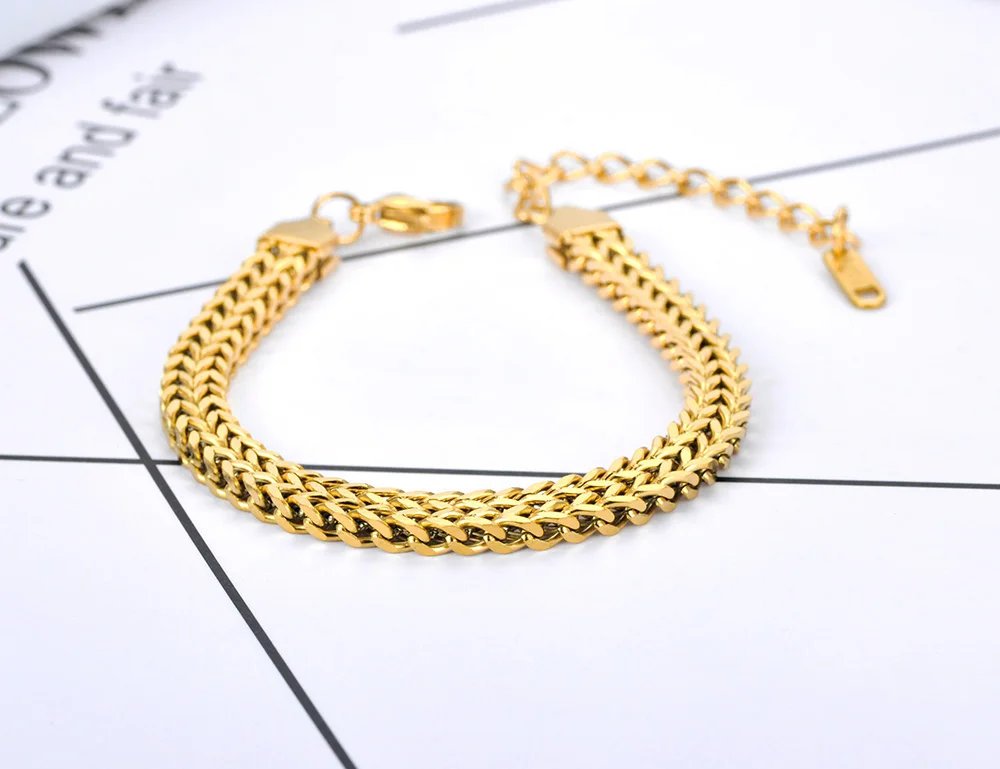 JeeMango Hiphop/Rock Basic Edelstahl-Armband mit großer, dicker Kette für Männer und Frauen, Punk-Ketten-Choker, Vintage-Armband JB21112