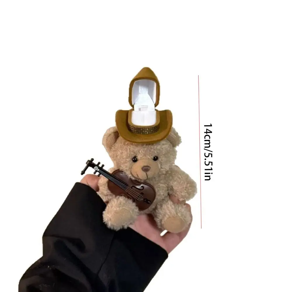 귀여운 곰 강아지 반지 상자 강아지 약혼 반지 결혼 반지 케이스 귀여운 봉제 커플 반지 홀더 발렌타인데이 선물