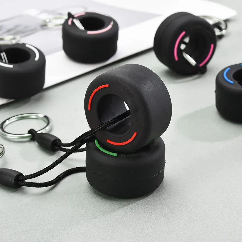 

Cartoon Creative Fashion Tyre Keychain Automobile Bicycle Schoolbag Backpack Key Chain Pendent Ornament Car Interior Accessories