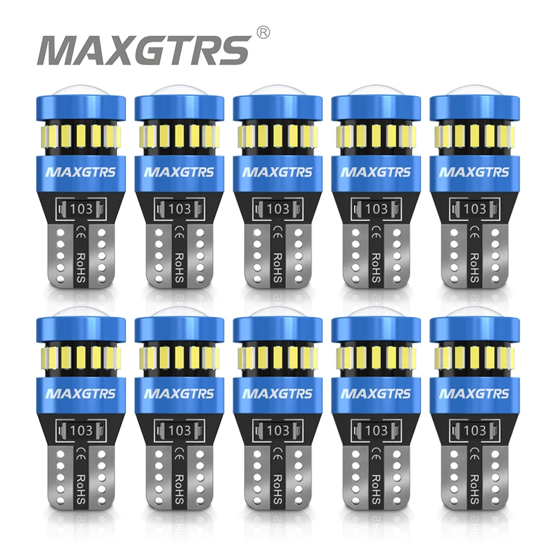 10Pcs W5W T10 LED Lights Canbus Error Free Car Lights for Peugeot Audi A3 A4 A6 A8 B6 B8 Lamp