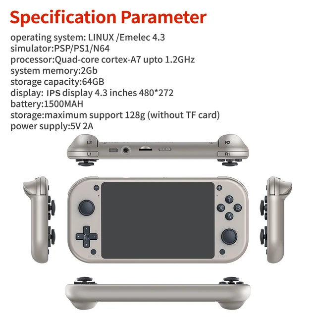 BOYHOM M17 Retro Handheld Video Game Console Open Source Linux System 4.3 Inch IPS Screen Portable Pocket Video Player 64GB 5