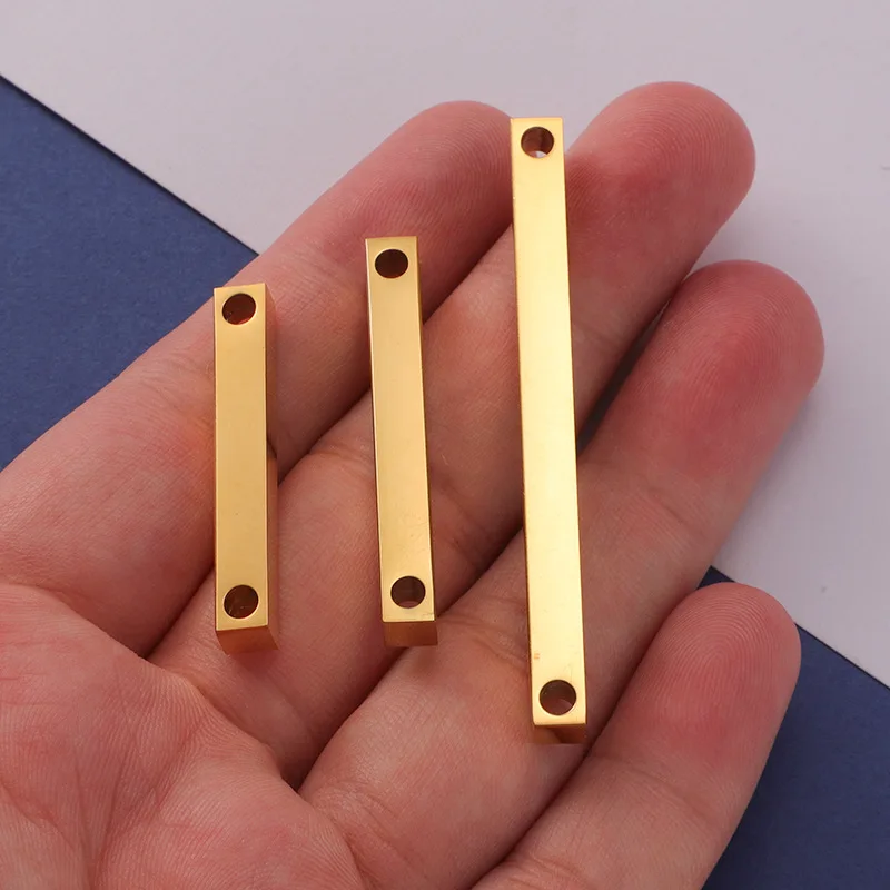 20Pcs/Lot Long Bar Connector Charm Blank Strip for Necklace DIY Women Stainless Steel Mirror Polished  Handmade Jewelry