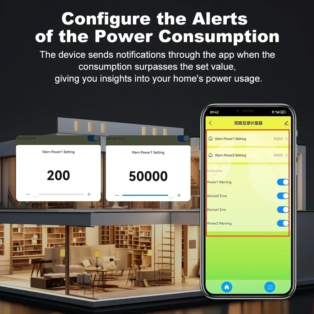 Smart Life Tuya WiFi Energy Monitor With 1/2 Current Transformer Clamp Real-Time Tracking Electric Usage Bidirectional Metering