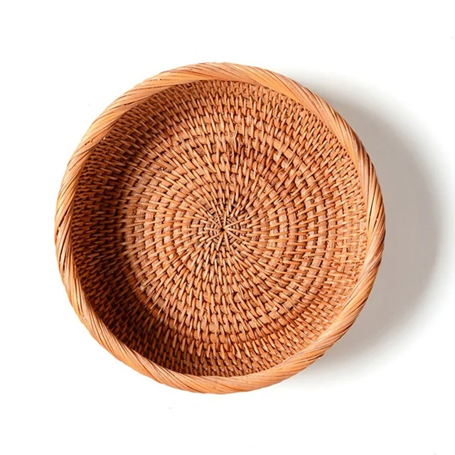 Kézzel Szőtt Rattan Fonott Kosár Gyümölcs Tea Snack Kenyér Kozmetikai Téglalap Alakú Tároló Doboz Háztartási Konyhák