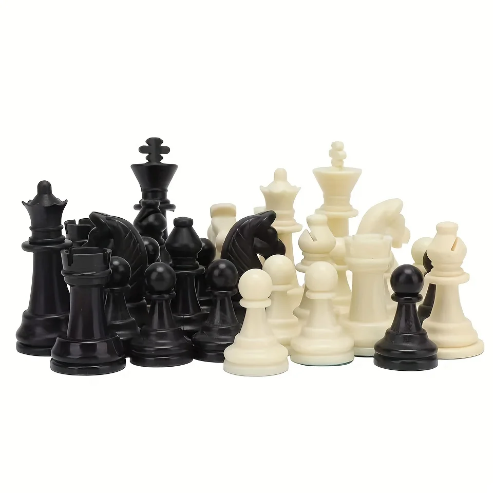 32pcs Plastic Chess Pieces Black and White Tuba king 9.7cm high Magnetic Chess Set Board Game