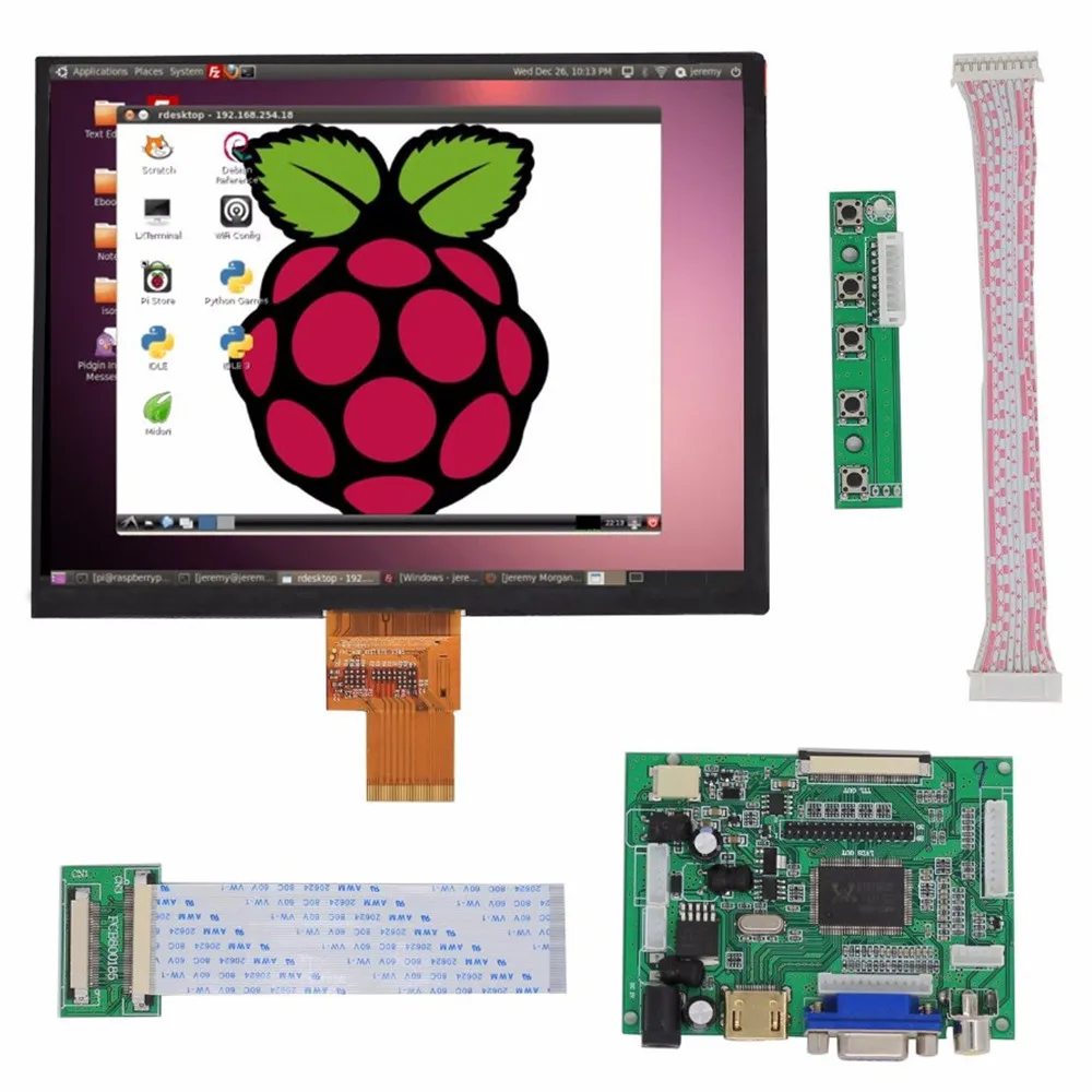 

8 Inch IPS LCD Display Screen High Resolution Monitor Remote Control Driver Board 2AV HDMI-Compatib VGA For Raspberry Pi PC