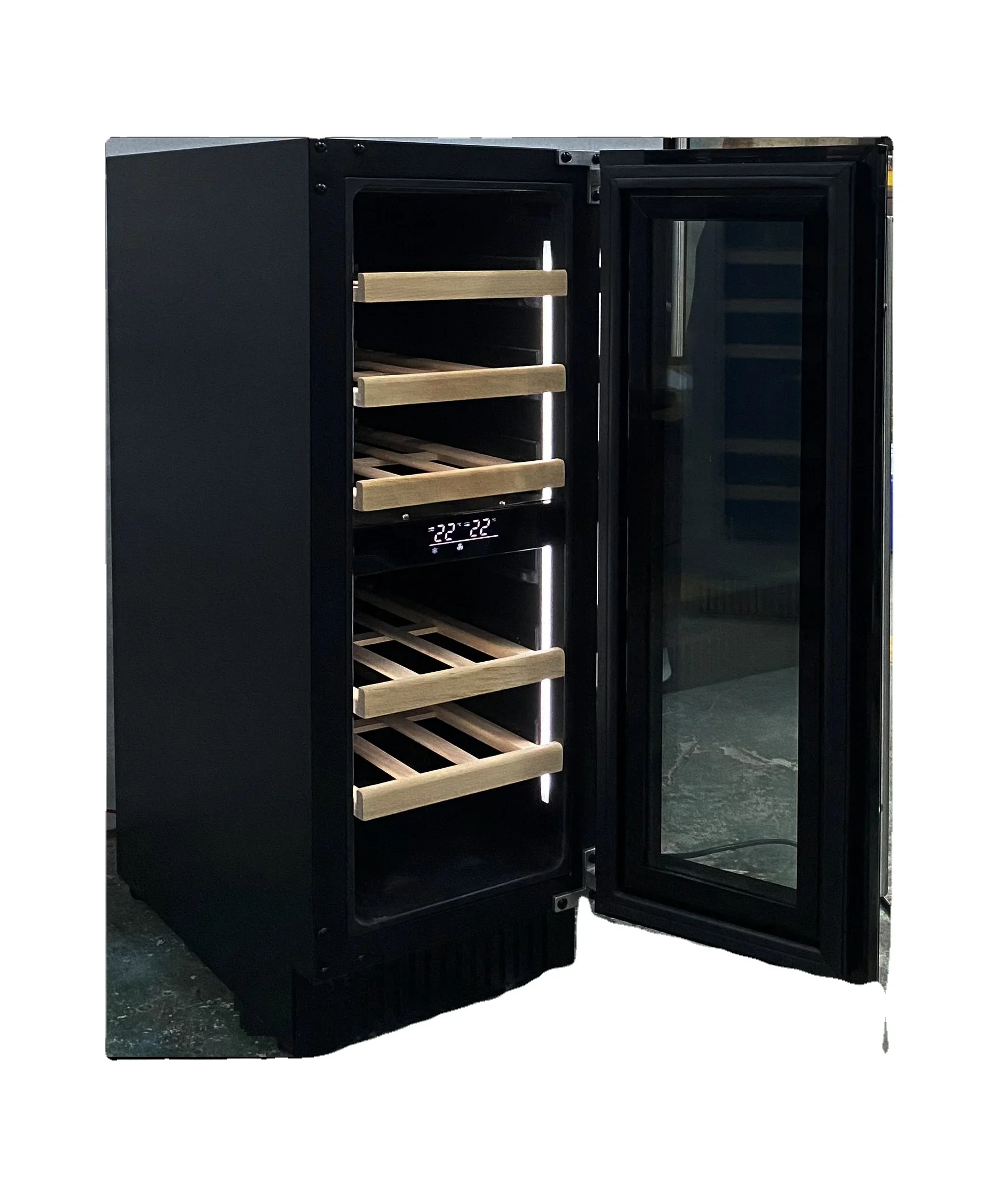 Commercial Mini Bar Bottle Refrigerator Cooler Built-in Led Light Small Freestanding Wine Cabinet Chiller