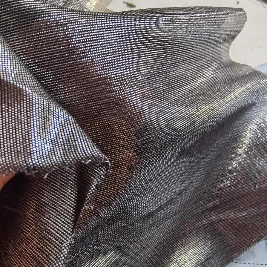 

80%Silk fabric 10m/m 20% black silver silk georgette fashion fabric for women dress 114cm thin shiny clothing 43g sewing 1 meter
