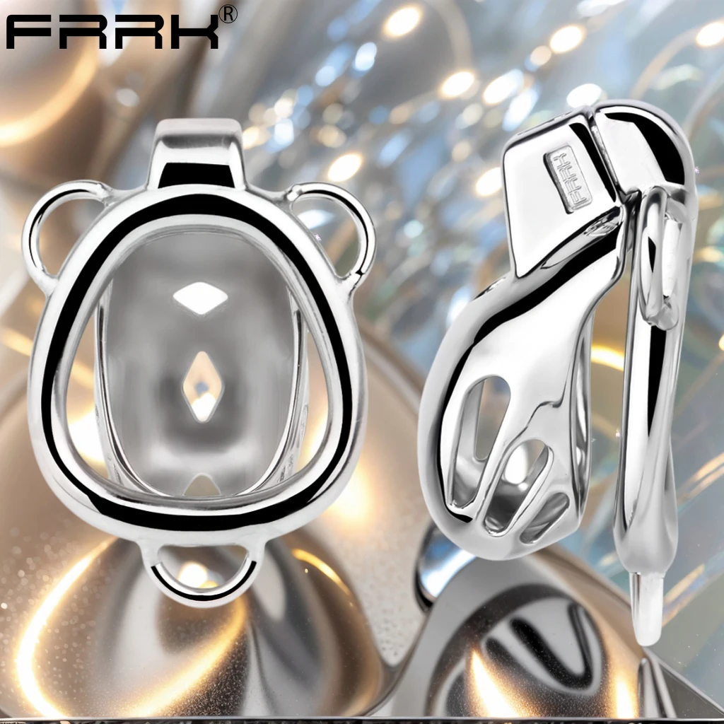 FRRK Small Mamba Cobra Male Chastity Cage with Metal Beaded Anal Plug CB Lock Cock Cage BDSM Adult Games Sex Toy For Femboys Men