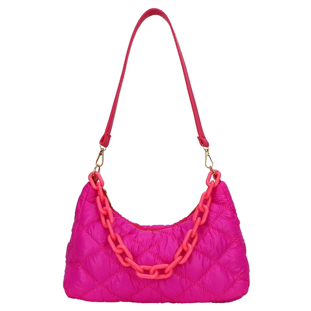 Vintage CHANEL Fusia Pink Lambskin Hobo Bucket Shoulder Bag 