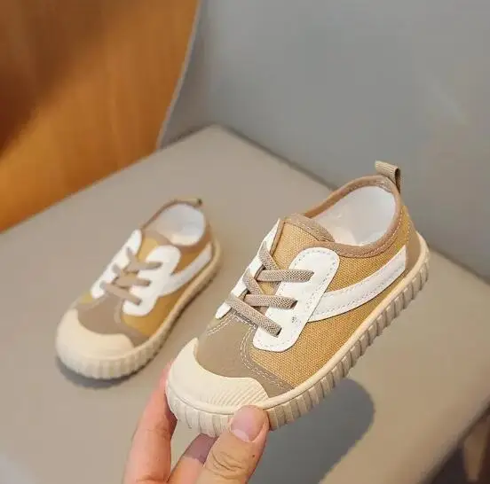 Kids Sneaker Breathable Anti-Silp Flats Soft Rubbers Sport Shoes Simple Versatile Lace-up Running Training Children Shoes 2