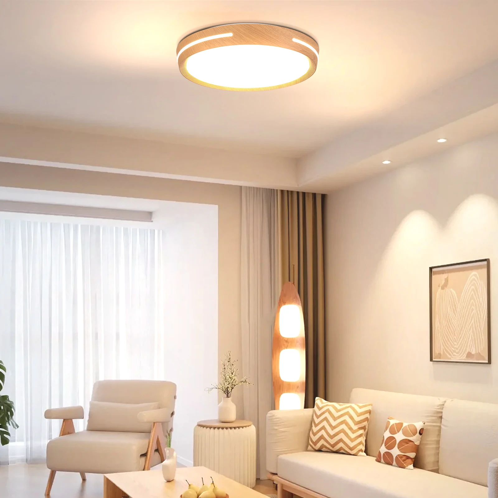 

Nordic Wood Ceiling Lamp modern LED Ceiling Lights entrance hallway Home Nursery Light balcony Bedroom Round Surface Mounted