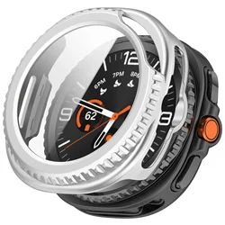 Premium Tempered Glass Protective Case for Watch Ultra 47mm (Matte Silver)