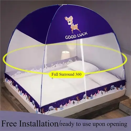 1pc 360°Coverage Thickened/encrypted New Cartoon Double Door Mongolian Yurt Mosquito Net,  Foldable Mosquito Net No Installation - Image 5