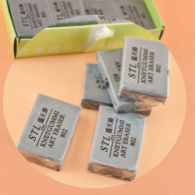 5Pcs Kneaded Art Erasers, Gray Soft Moldable Eraser for Sketching Drawing Art Students Supplies 1