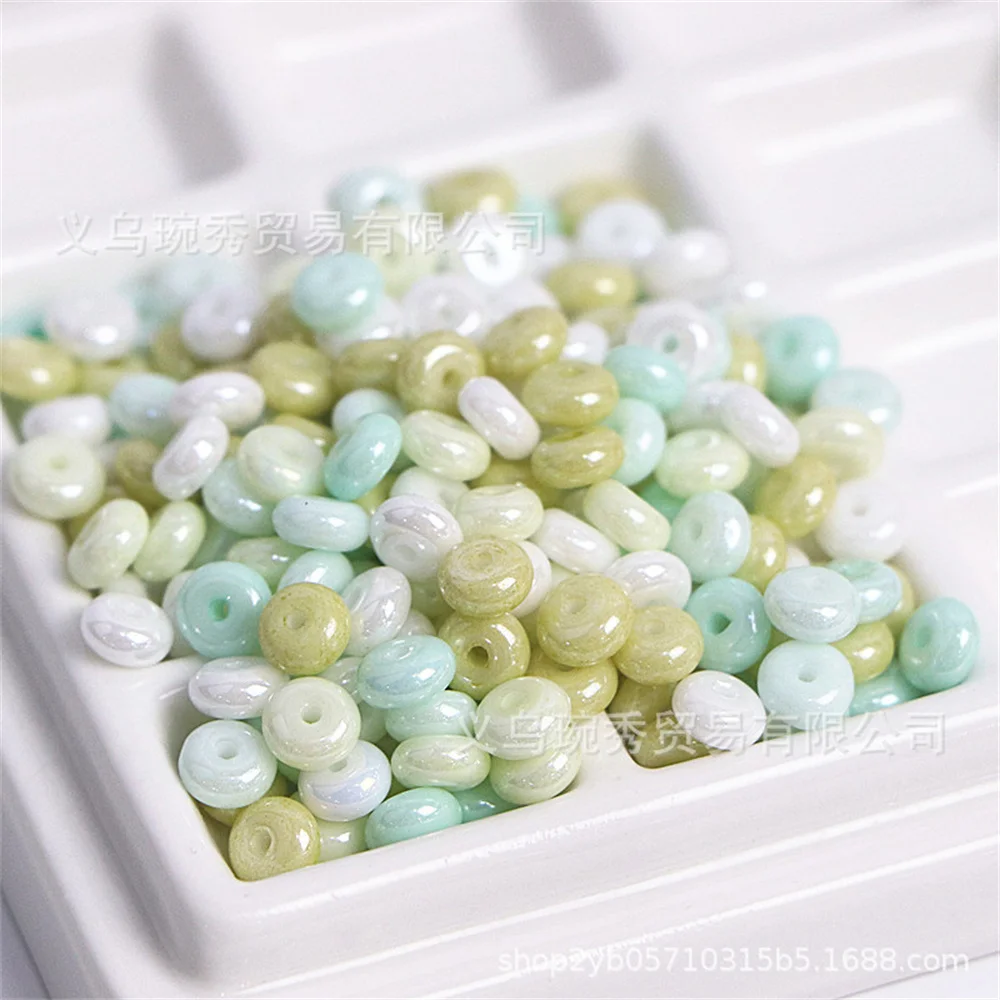 3 * 6mm pearl cream glass bead decoration, wheel beads, safety buckle, DIY beads