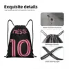 Custom Pink Messis 10 Soccer Drawstring Bag Men Women Lightweight Football Sports Gym Storage Backpack 3
