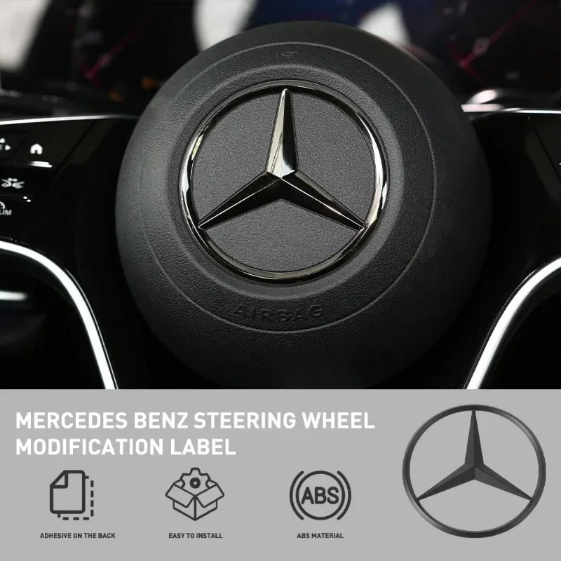 52/58mm ABS 3D hollow sticker car steering wheel center suitable for Mercedes-Benz AMG GLK W220 W212 W210 W204 W211 3d stickers