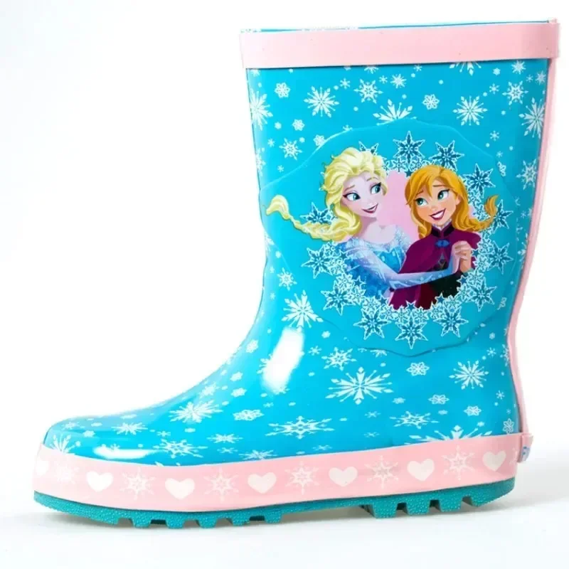 

Disney Frozen Anna Elsa Princess Snowflake Girls Non-slip Rain Boots Children Cute Boys Cartoon Water Shoes Size 23-36