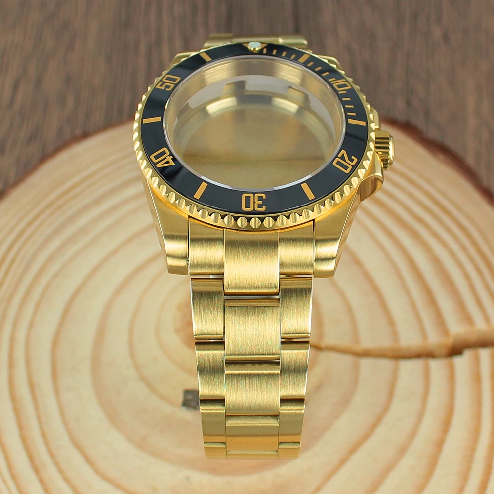NH35 Gold 40 mm Taucheruhrengehäuse Uhrenzubehör Saphir für Seiko NH35 NH36 8215 2824 Sub Case Oyster Armband Schiebeschnalle – Detail 7