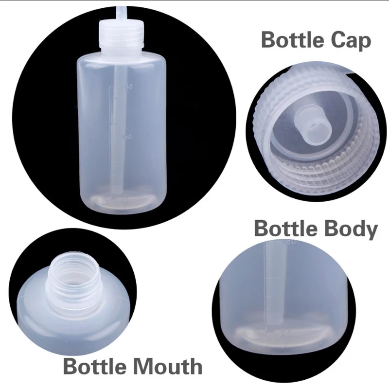 Water bottle Jam squeeze bottles Condiment bottles 250/500/1000ml Capacity Tattoo Wash Clear White Plastic Squeeze Bottle Laboratory Measuring Bottle