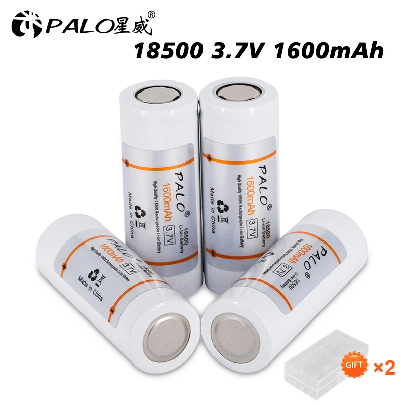 

PALO 100% Capacity 3.7V 1600mAh 18500 Rechargeable Battery 18500 Bateria Recarregavel Lithium li-ion Batteies for LED flashlight