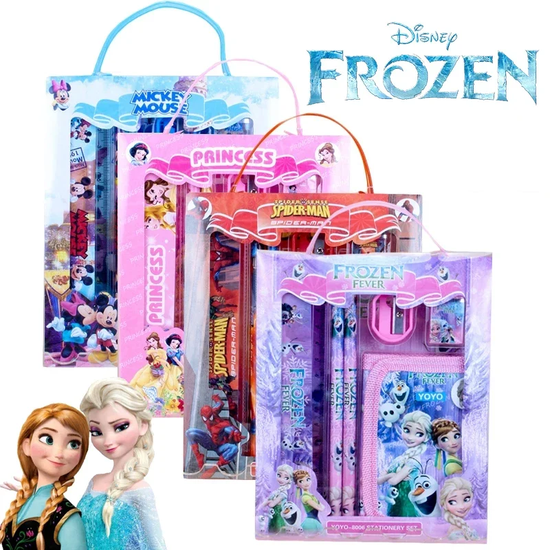 

Disney Frozen Elsa Mickey Mouse Stationery Set Cute Cartoon School Supplies for Students Anime Children's Christmas Party Gifts