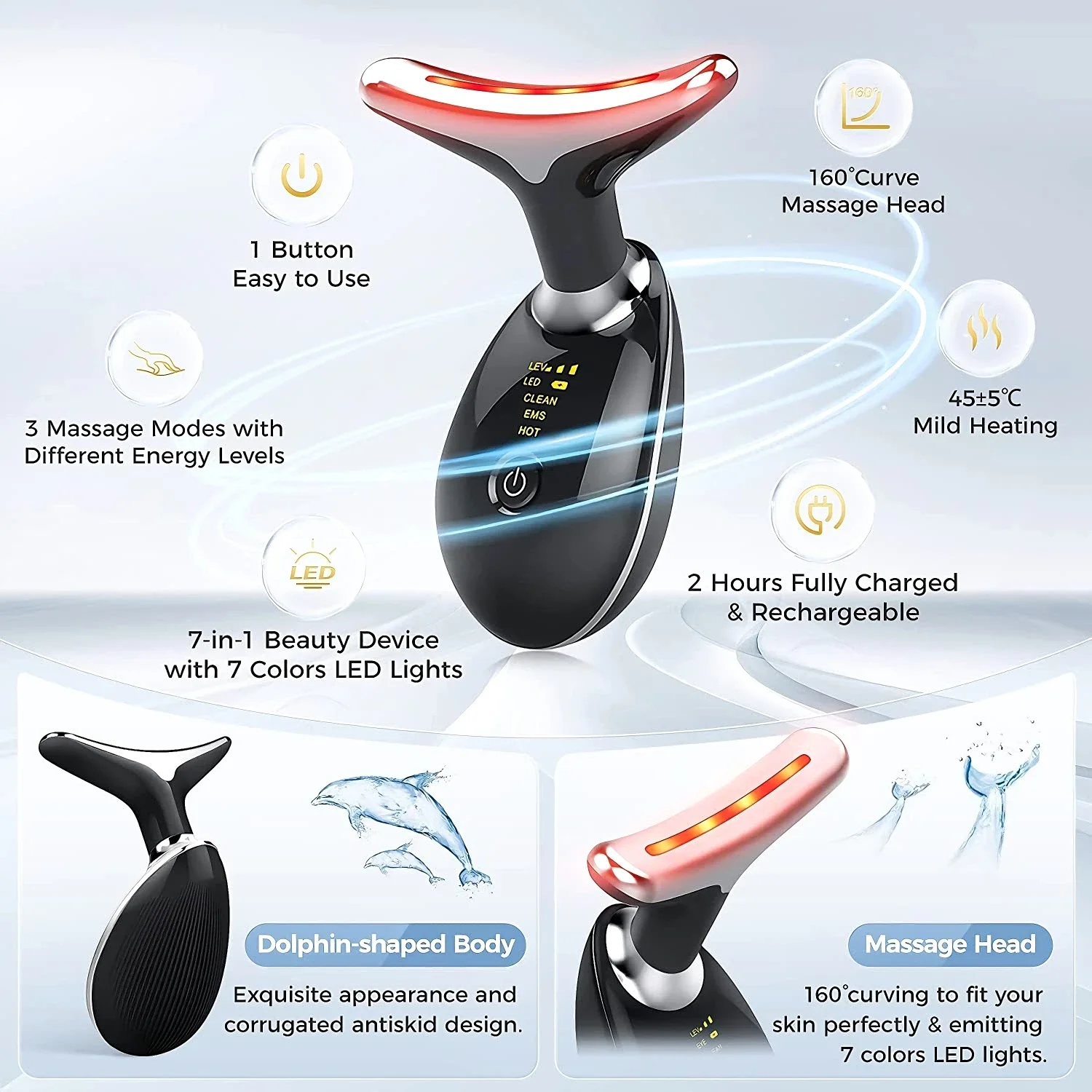 Beauty Device Neck Wrinkle Massage 7-Color Light