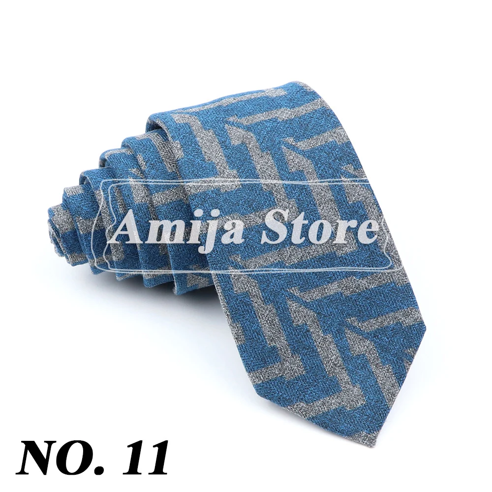 Super Weiche Wolle Baumwolle Krawatte Plaid Diamant Gestreiften Männer 6cm Dünne Krawatte Rot Blau Dunkle Farbe Smoking Anzug Männlichen geschenk Hemd Zubehör – Detail 14