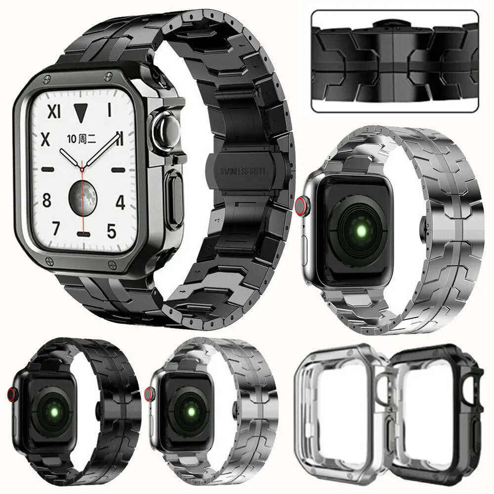 

Stainless Steel Watchband and Case for Apple Watch Series Ultra 8 7 6 5 4 49/45mm - Iron Man Style