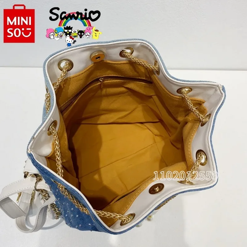 Miniso Hello Kitty New Women's One Shoulder Crossbody Bag Cartoon Fashion Diamond Women's Handbag Large Capacity Women's Bag