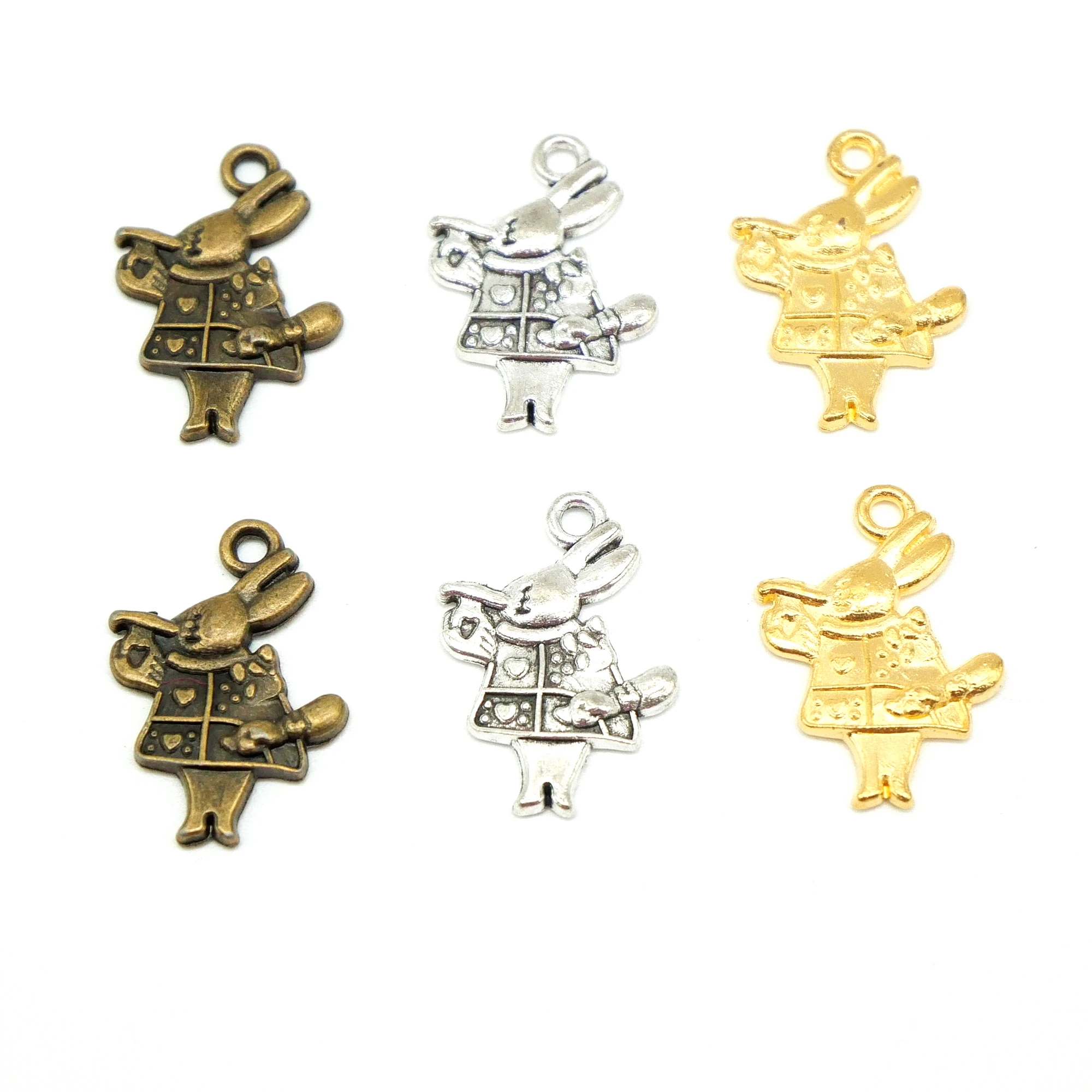 

15x20mm 25 pcs Antique Bronze Plated Animal Rabbit Handmade Charms Pendant DIY for necklace bracelet craft