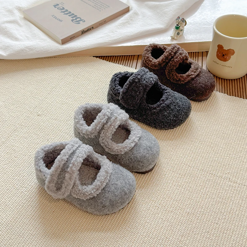 Girls Plush Lining Winter Shoes Soft Sole