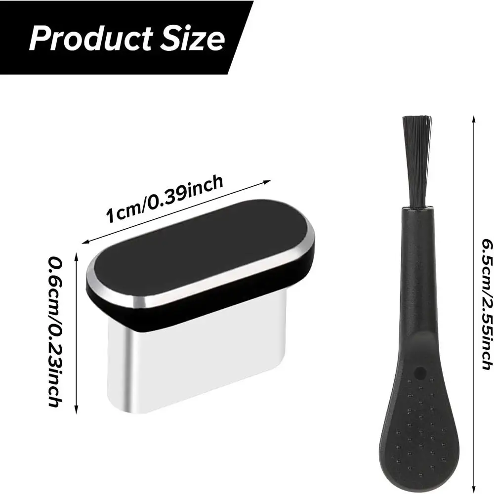 USB-C Dust Plug Set with Cleaning Brush - Anti-Dust Charging Port Covers (4-Pack)