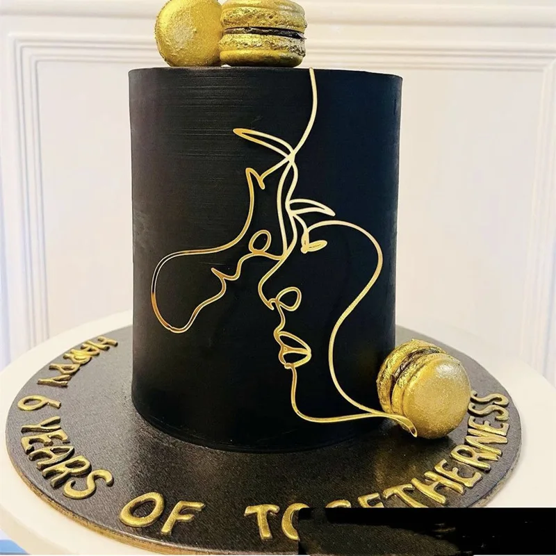 Acrylic Minimalist Art Lady Face Cake Topper Girl Happy Birthday Cake Decoration Wedding Cake Toppers Party Supplies